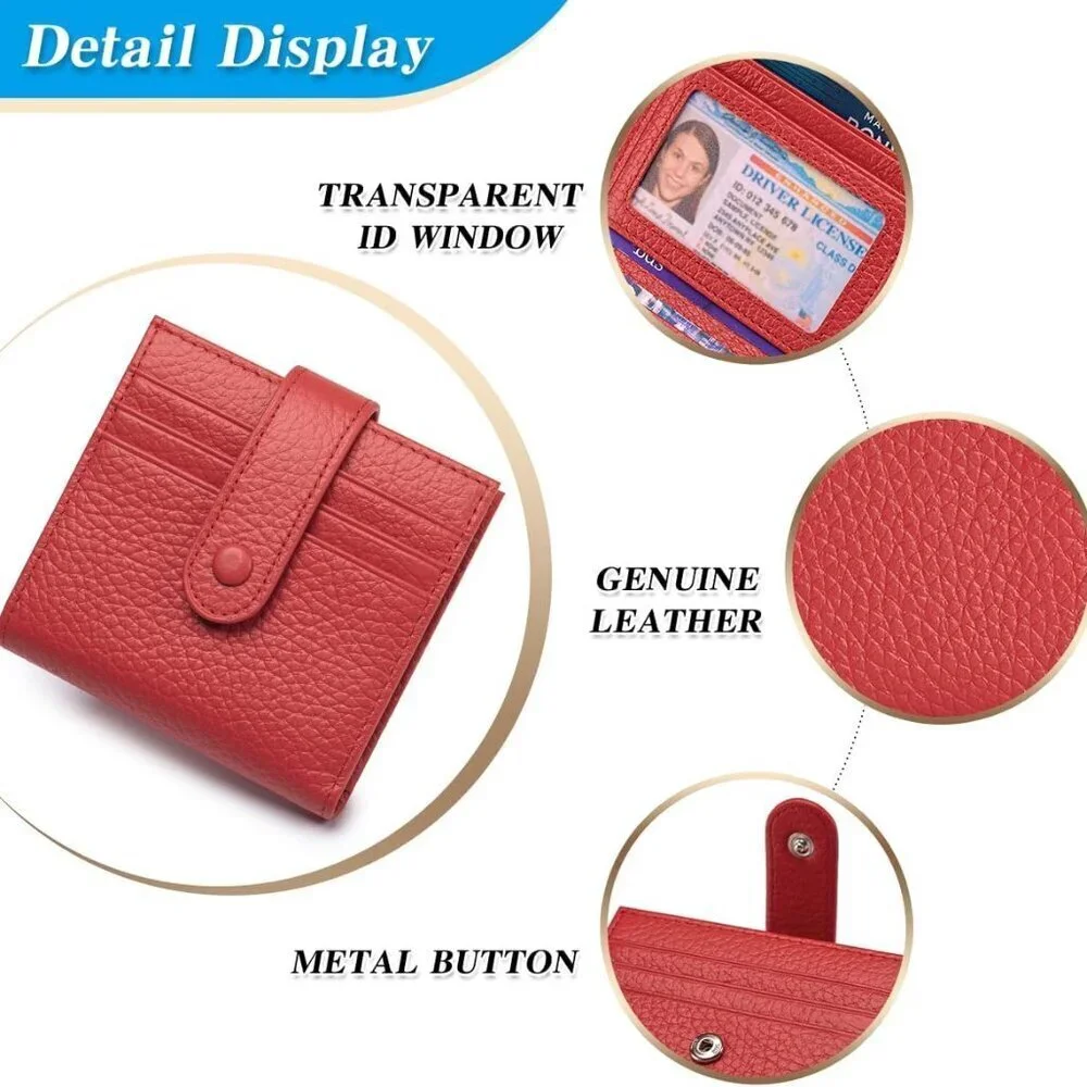 Genuine Leather Slim Wallet for Women Bifold Card Holder with Zipper Coin Pouch